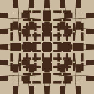 Kahverengi kiremit. Simetrik kare motifi. Geometrik blok ızgarası. Vektör mozaik fon. EPS 10.