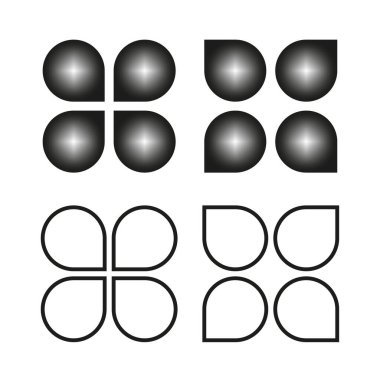 Yuvarlak kare simgeler. Parlak mat kontrastı. Minimalist vektör seti. Saf siyah beyaz. EPS 10.