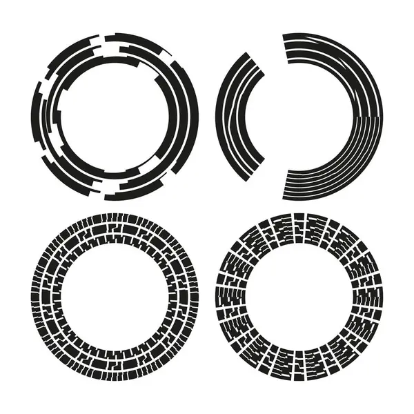 Dairesel soyut kalıplar. Siyah beyaz yuvarlak şekiller. Optik doku koleksiyonu. Vektör geometrik elementler. EPS 10.