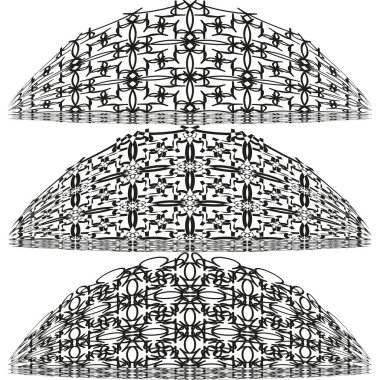 Yarım ton kubbe deseni. Eşmerkezli ark tasarımı. Geometrik soyut Vektör. Yığılmış ağ şeklinde. EPS 10.