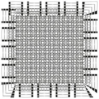 Geometrik kare desen. Soyut şebeke çizgileri. Optik illüzyon dokusu. Karmaşık bir tasarım. EPS 10.