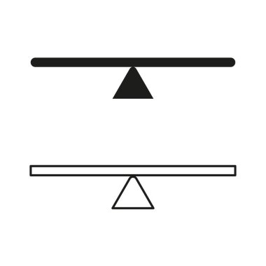 Denge ölçekli simge. Eşit ağırlık sembolü. Adalet ölçüm aracı. Vektör dengesi çizimi. EPS 10.