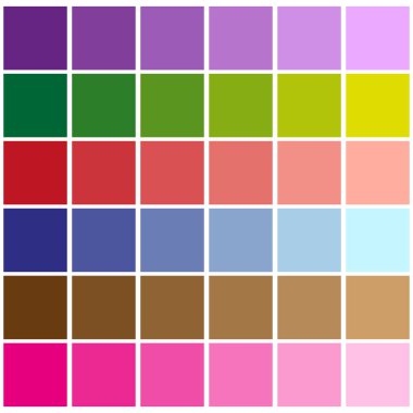 Renkli palet kareler. Canlı spektrum örnekleri. Gradyan ton koleksiyonu. Vektör canlı gölgeler. EPS 10.