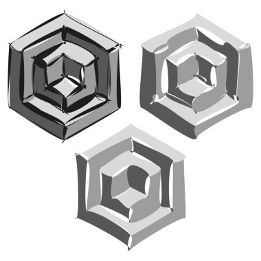 Soyut altıgen şekiller. Geometrik gölgeli formlar. Parlak gri bloklar. Vektör modern doku. EPS 10.