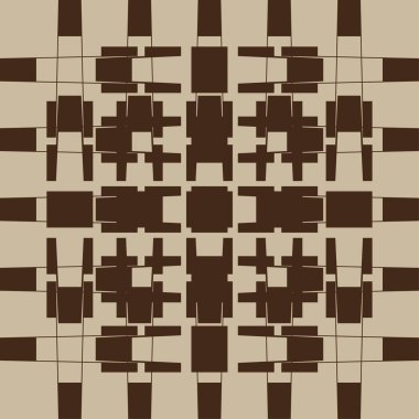 Kahverengi kiremit. Simetrik kare motifi. Geometrik blok ızgarası. Vektör mozaik fon. EPS 10.