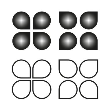 Yuvarlak kare simgeler. Parlak mat kontrastı. Minimalist vektör seti. Saf siyah beyaz. EPS 10.