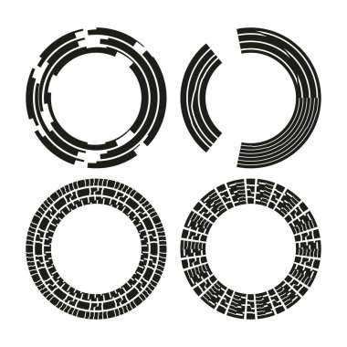Dairesel soyut kalıplar. Siyah beyaz yuvarlak şekiller. Optik doku koleksiyonu. Vektör geometrik elementler. EPS 10.