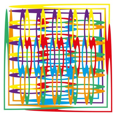 Renkli ızgara simgesi. Üst üste oval vektör. Katmanlı dikdörtgen çerçeve. Parlak soyut desen. EPS 10.