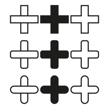 Satır artı simge. Ana hatları sağlam. Siyah beyaz tasarım. Vektör minimumu sembol. EPS 10.