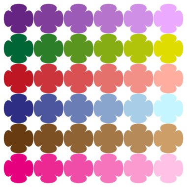 Çiçek şablonu. Renkli çiçek şekilleri. Dekoratif çiçek çizimi. Vektör titreşimli palet. EPS 10.