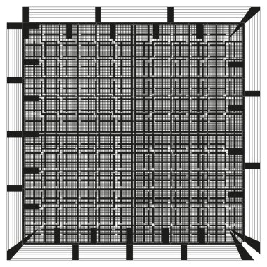 Yoğun ızgara simgesi. Karmaşık kare desen. Mikro ağ taşıyıcı. Yapısal çerçeve tasarımı. EPS 10.