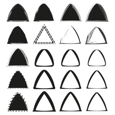Üçgen şekil koleksiyonu. Soyut geometrik formlar. Dekoratif taslak elementler. Grunge vektör grafiği. EPS 10.