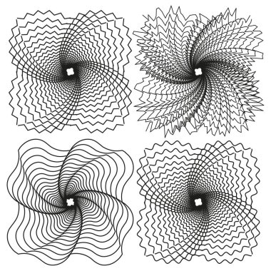 Dönen çizgiler deseni. Geometrik spiral formlar. Soyut radyal grafik. Vektör modern çizim. EPS 10.