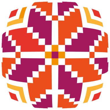 Pixel sanat çemberi. Geometrik yuvarlak desen. Renkli soyut şekil. Vektör enerjisi tasarımı. EPS 10.