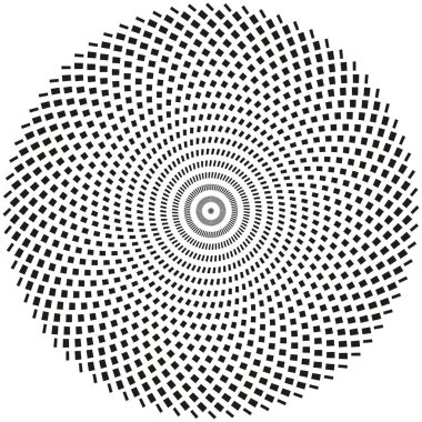 Noktalı spiral desen. Soyut çember dokusu. Optik Vektör yanılsaması. Konsentrik nokta grafiği. EPS 10.