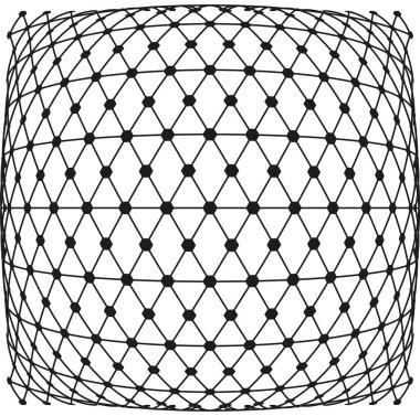 Kablo çerçeve küresi çizimi. Geometrik ızgara küresi. Soyut ağ nesnesi. Vektör dijital model. EPS 10.