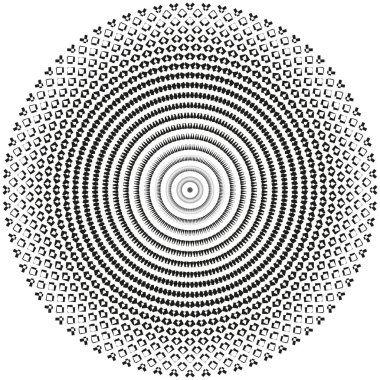 Noktalı spiral desen. Soyut çember dokusu. Optik Vektör yanılsaması. Konsentrik nokta grafiği. EPS 10.
