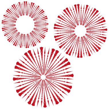 Soyut çember elementleri. Kırmızı Vektör formları. Geometrik grafik çizimi. Dinamik çivi deseni. EPS 10.