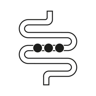 Bağırsak organ ikonu. İnsan sindirim sembolü. Üç nokta detayı. Vektör sistemi çizimi. EPS 10.