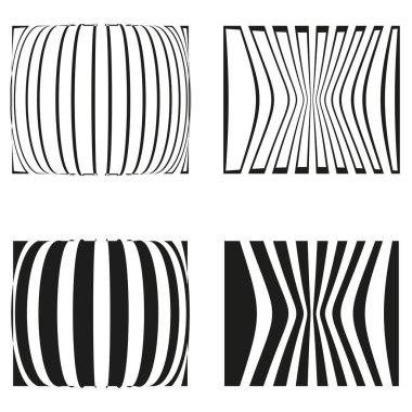 Dalgalı çizgiler. Soyut optik illüzyon. Saptırılmış vektör şekilleri. Dinamik akış elementleri. EPS 10.