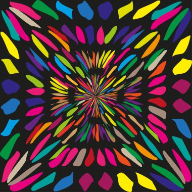 Renkli soyut arka plan. Canlı geometrik desen. Parlak gökkuşağı elementleri. Sanatsal dinamik çizim. EPS 10.