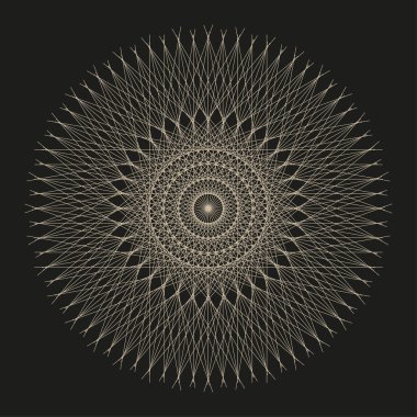 Karmaşık dairesel desen. Eşmerkezli çizgi tasarımı. Süslü mandala vektörü. Ayrıntılı geometrik çizim. EPS 10.