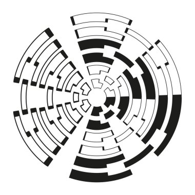 Soyut veri çemberi. Dijital bilgi kalıbı. Siyah çizgi vektörü. Teknoloji grafik elementi. EPS 10.