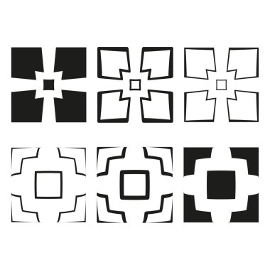 Geometrik kare desen. Soyut şekiller, illüstrasyon. Modern ızgara vektörü. Minimalist tasarım elementleri. EPS 10.