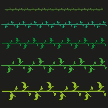 Kusursuz asma deseni. Vektör yaprağı motifi. Çiçek dalı süslemesi. Siyah arka plan. EPS 10.