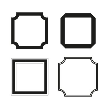 Basit kare çerçeveleri ayarla. Vektör siyah sınırlar. Temiz geometrik şekiller. Minimalist boşluk. EPS 10.