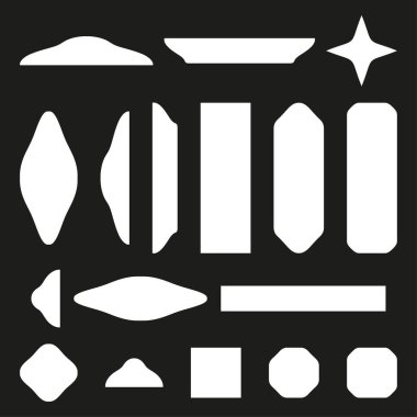 Soyut beyaz şekiller. Geometrik modern elementler. Minimalist grafik tasarımı. Vektör koyu arkaplan. EPS 10.