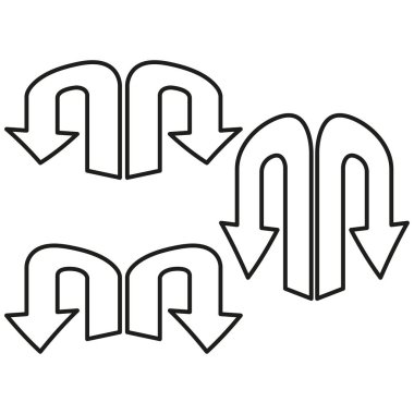 Beyaz ok çizgileri. U sembolü. Yön hareketi işareti. Vektör hattı sanatı. EPS 10.