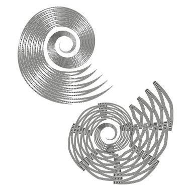 Soyut spiral şekil. Siyah kıvrımlı çizgiler. Geometrik hareket vektörü. İzole edilmiş beyaz arka plan. EPS 10.