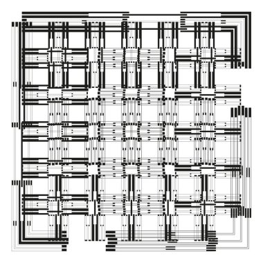 Soyut şebeke kalıbı. Monokrom doğrusal doku. Geometrik dokuma taşıyıcısı. Kesişen çizgi tasarımı. EPS 10.