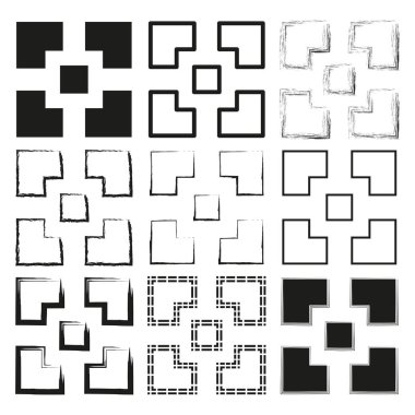Soyut geometrik şekiller. Modern kare elementler. Desen ızgara taşıyıcı. Yaratıcı doğrusal tasarım. EPS 10.