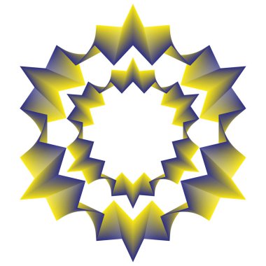 Geometrik yıldız deseni. Soyut radyal şekil. Dinamik gradyan vektör. Süslü tasarım elemanı. EPS 10.