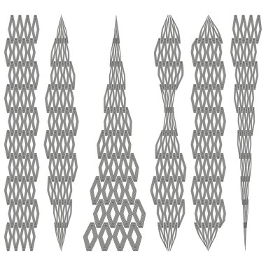 Soyut çizgi şekilleri. Dikey geometrik formlar. Dekoratif vektör seti. Siyah ve beyaz elementler. EPS 10.
