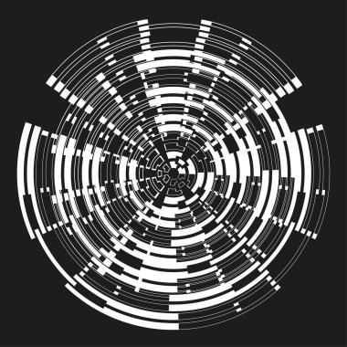 Soyut veri çemberi. Dijital bilgi kalıbı. Beyaz çizgi vektörü. Karanlık teknoloji geçmişi. EPS 10.