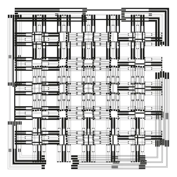 Soyut şebeke kalıbı. Monokrom doğrusal doku. Geometrik dokuma taşıyıcısı. Kesişen çizgi tasarımı. EPS 10.