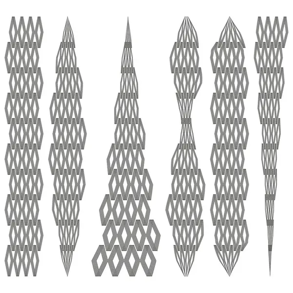 Soyut çizgi şekilleri. Dikey geometrik formlar. Dekoratif vektör seti. Siyah ve beyaz elementler. EPS 10.