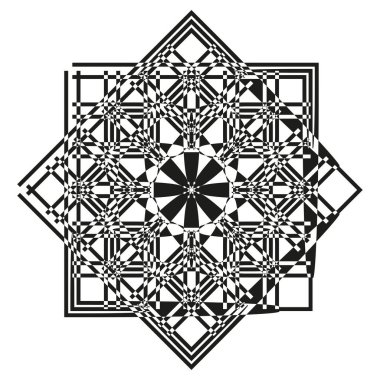 Geometrik çiçek süsü. Soyut mandala sembolü. Dekoratif kare şeklinde. Vektör deseni çizimi. EPS 10.