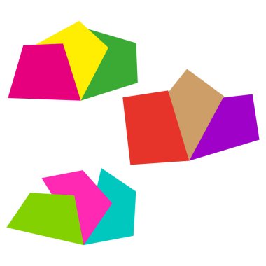Soyut geometrik bileşim. Renkli üç boyutlu formlar. Modern grafik şekilleri Vektör. Yaratıcı tasarım öğesi. EPS 10.