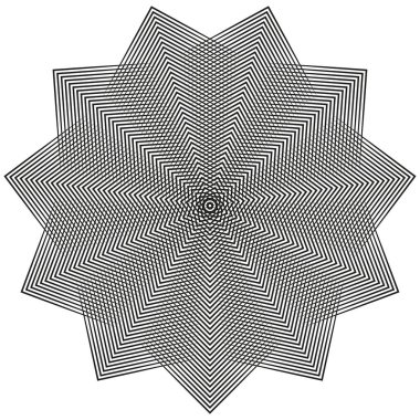 Soyut Vektör deseni. Geometrik şekil çizimi. Karmaşık çizgili sembol. Hipnotik monokrom elementi. EPS 10.