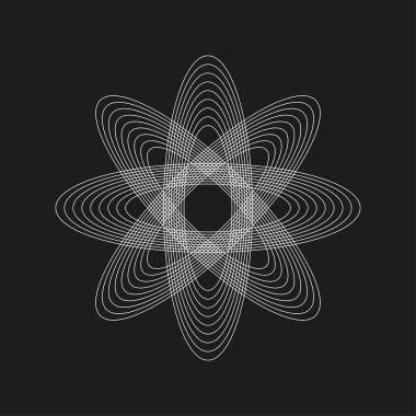 Soyut çiçek çizimi. Geometrik çiçek sembolü. Dairesel çizgi deseni. Vektör mandala tasarımı. EPS 10.