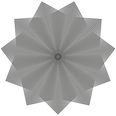 Soyut Vektör deseni. Geometrik şekil çizimi. Karmaşık çizgili sembol. Hipnotik monokrom elementi. EPS 10.