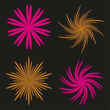 Soyut yıldız patlaması şekli. Dinamik enerji patlaması. Canlı renk tasarımı. Vektör grafik çizimi. EPS 10.