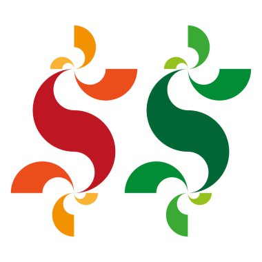 Soyut dolar sembolü. Yaratıcı para birimi işareti. Finansal grafik amblemi. Vektör işi illüstrasyonu. EPS 10.