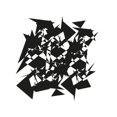 Parçalanmış üçgen şekiller. Geometrik soyut desen. Bozulmuş patlayıcı formlar. Vektör grafik doku. EPS 10.