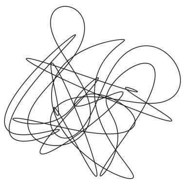 Soyut kaotik çizgiler. Rastgele karalama kalıbı. Dinamik akış elementi. Vektör sanat illüstrasyonu. EPS 10.