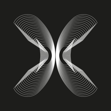 Soyut kelebek deseni. Geometrik çizgi şekilleri. Simetrik hareket vektörü. Grafik tasarım elementi. EPS 10.